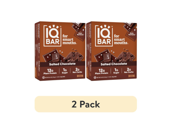 (2 pack) IQBAR Salted Chocolate Protein Bars – Vegan Energy ,High Fiber Snacks