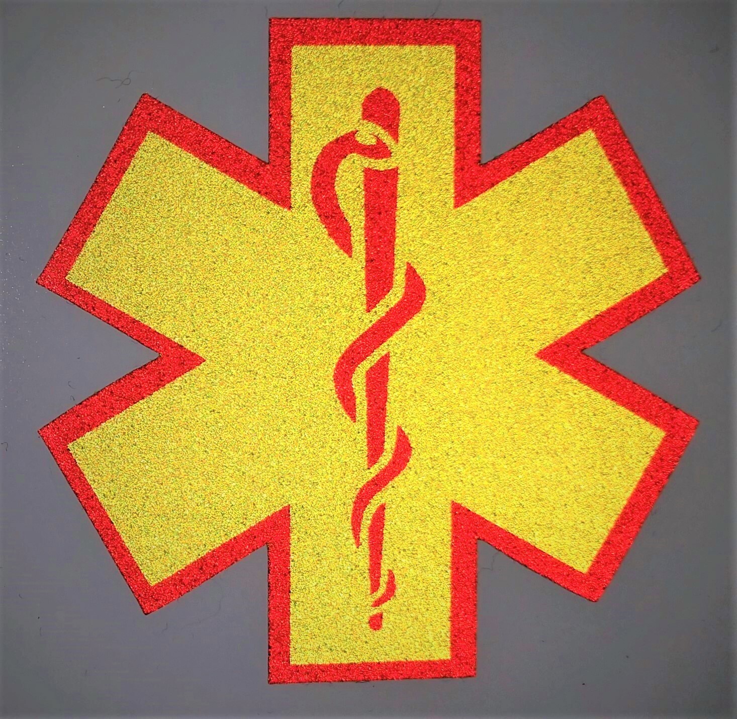 Fluorescent Yellow Red Reflective Star Of Life Decal Fire EMT EMS multiple size