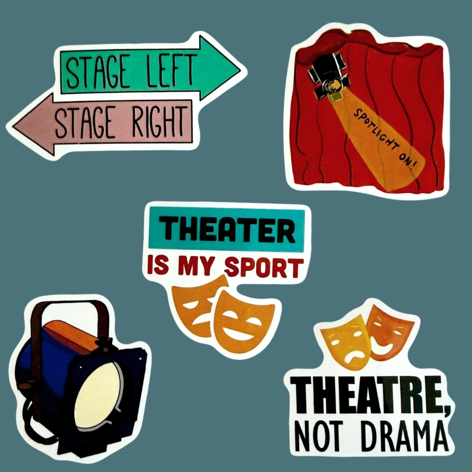 Technical Theater 5 Sticker Set Stage Crew Backstage Theatre Gift Pack No8