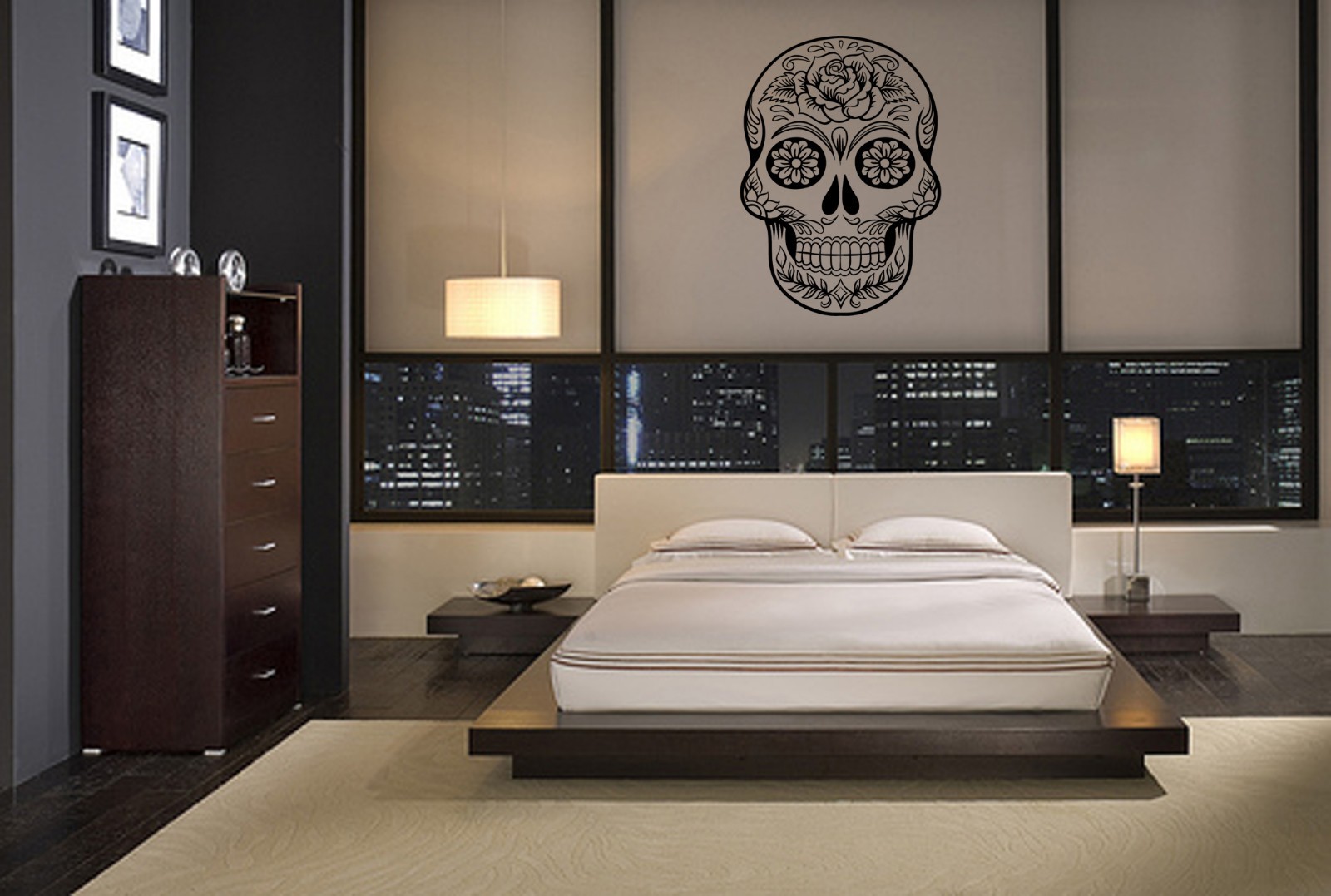 SUGAR SKULL 3 VINYL WALL DECAL GRAPHIC HOME LETTERING BEDROOM STICKY STICKER ART