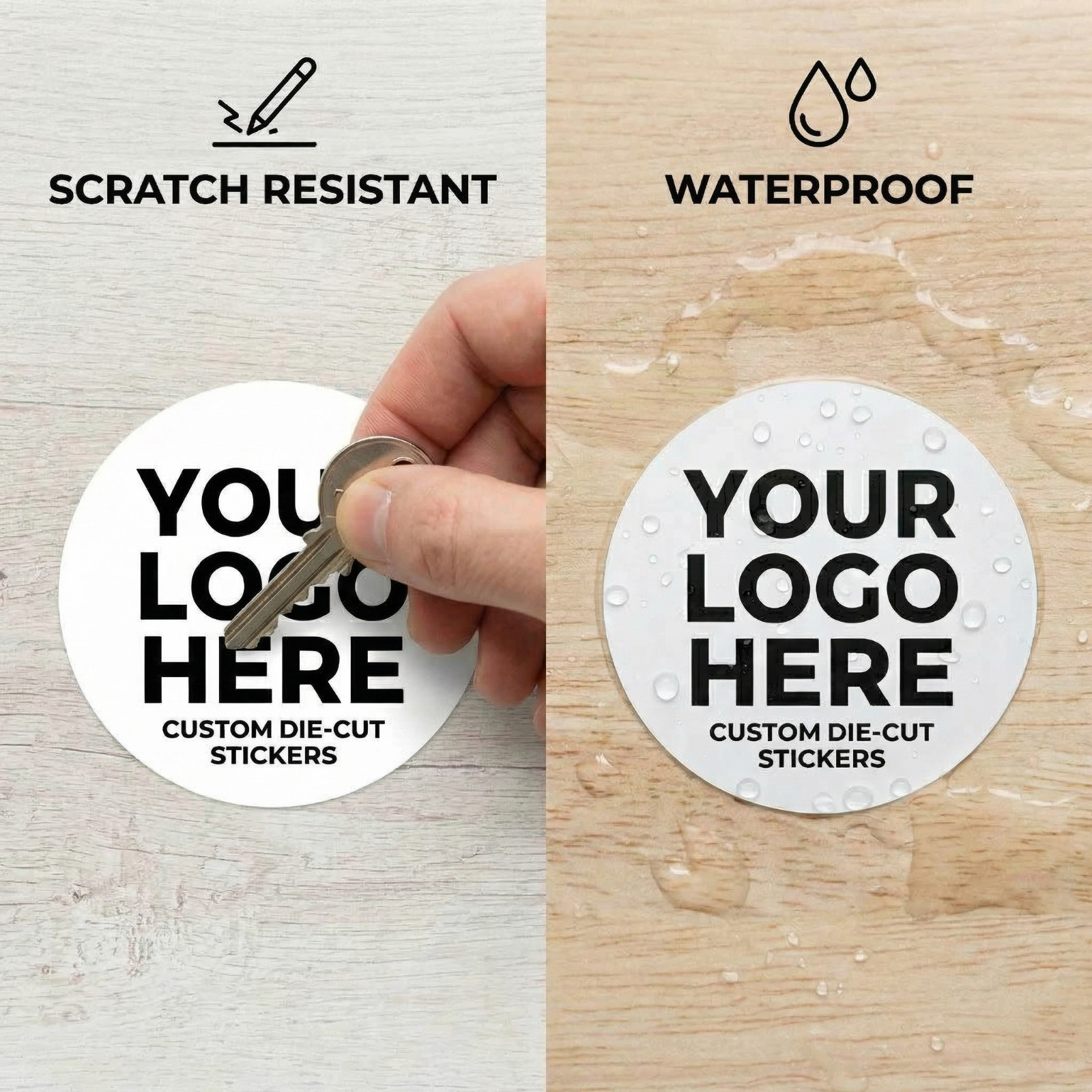 Custom Printed Full Color Logo Stickers Waterproof UV Resistant | Upload Artwork