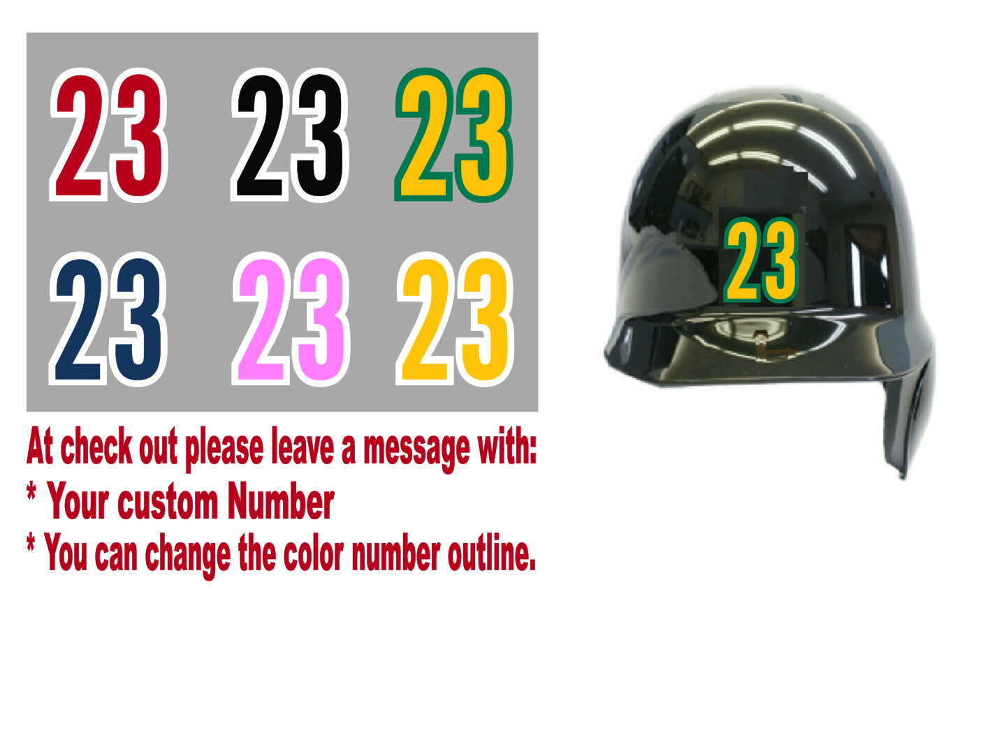 Player’s Number 2.5″ Softball Baseball Helmet Vinyl Decal Sticker Personalized 2