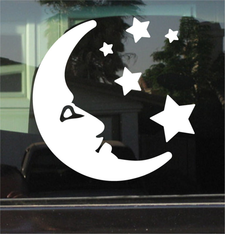 MOON & STARS 8 INCH VINYL DECAL / STICKER