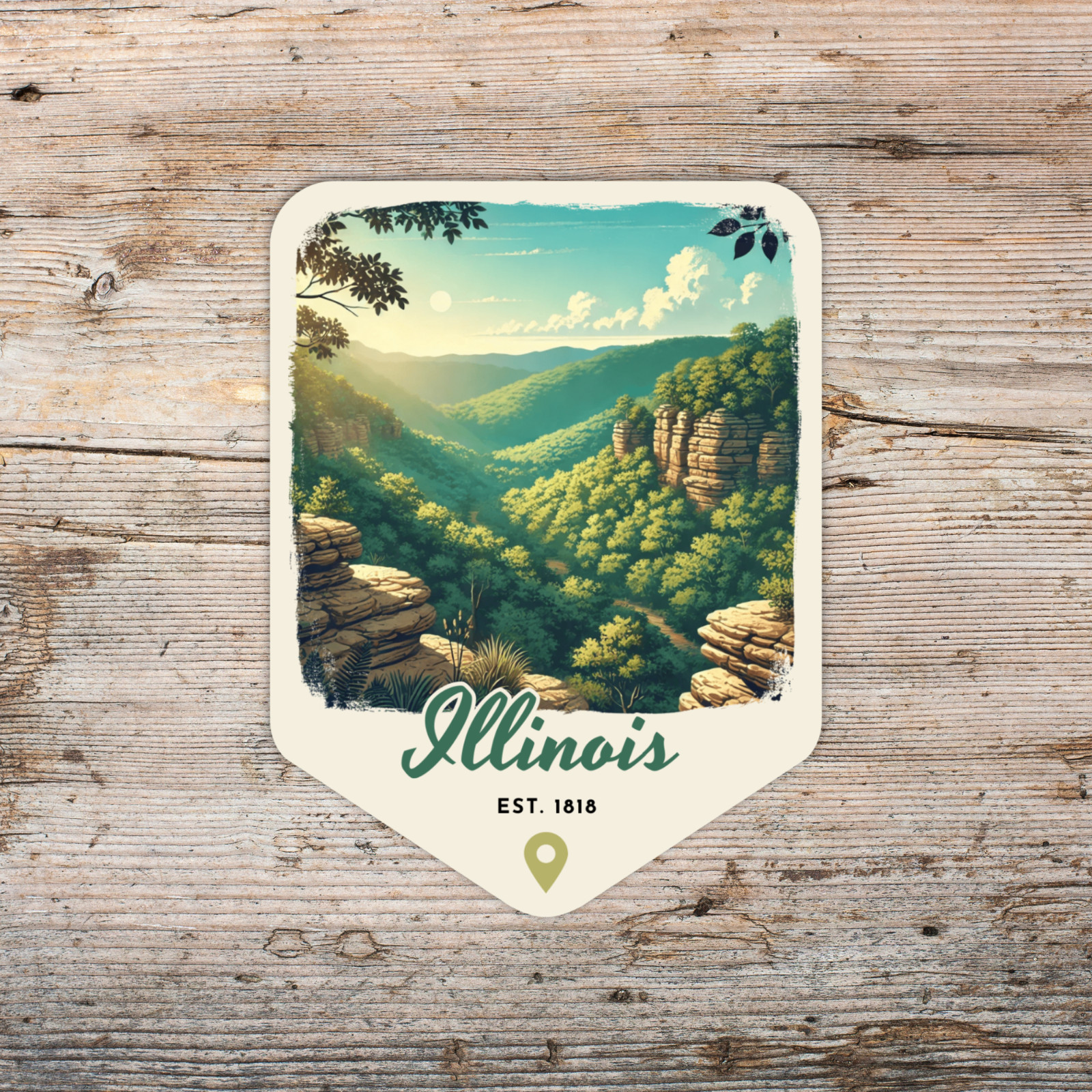 Illinois State Sticker Retro Travel Vinyl Decal for Laptop Water Bottle Car