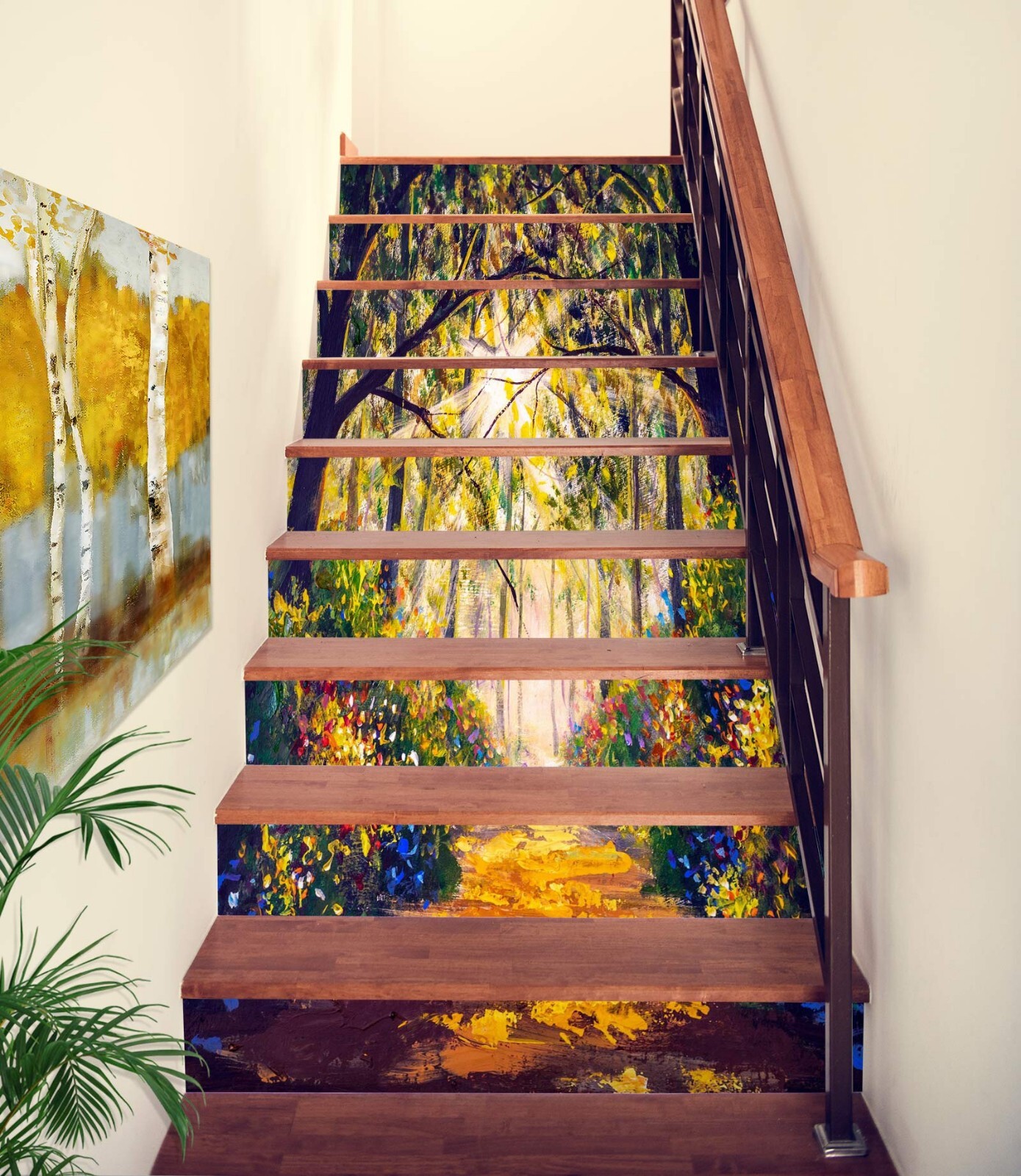 3D Oil Painting ZHU806 Stairs Risers Decoration Photo Mural Vinyl Wallpaper Amy