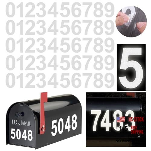 Reflective Mailbox Numbers Sticker Decal Die Cut Classic Style 4″ x 5 Sets