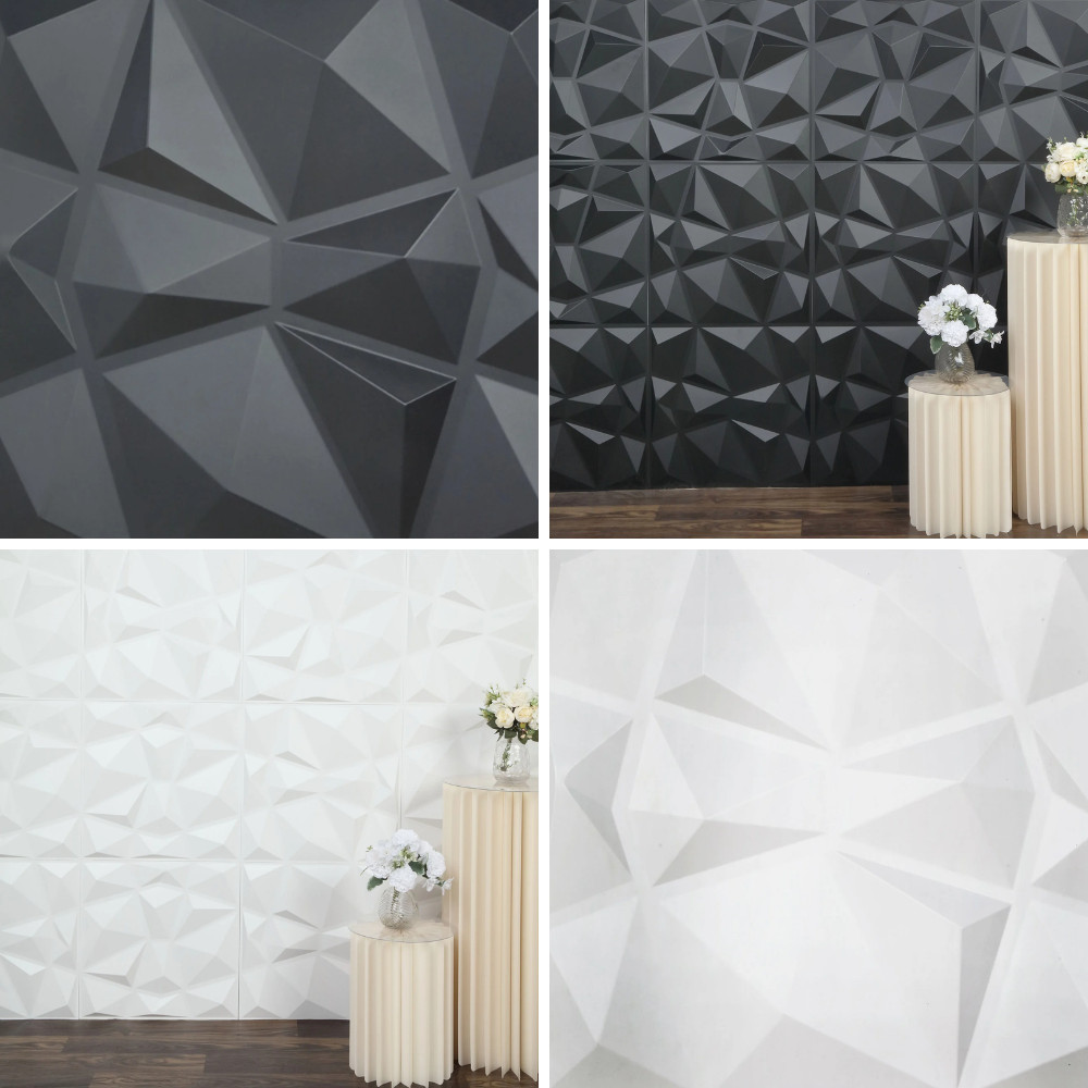 12 Matte 20×20 in Square 3D Diamond Textured PVC Stick On WALL PANELS Events
