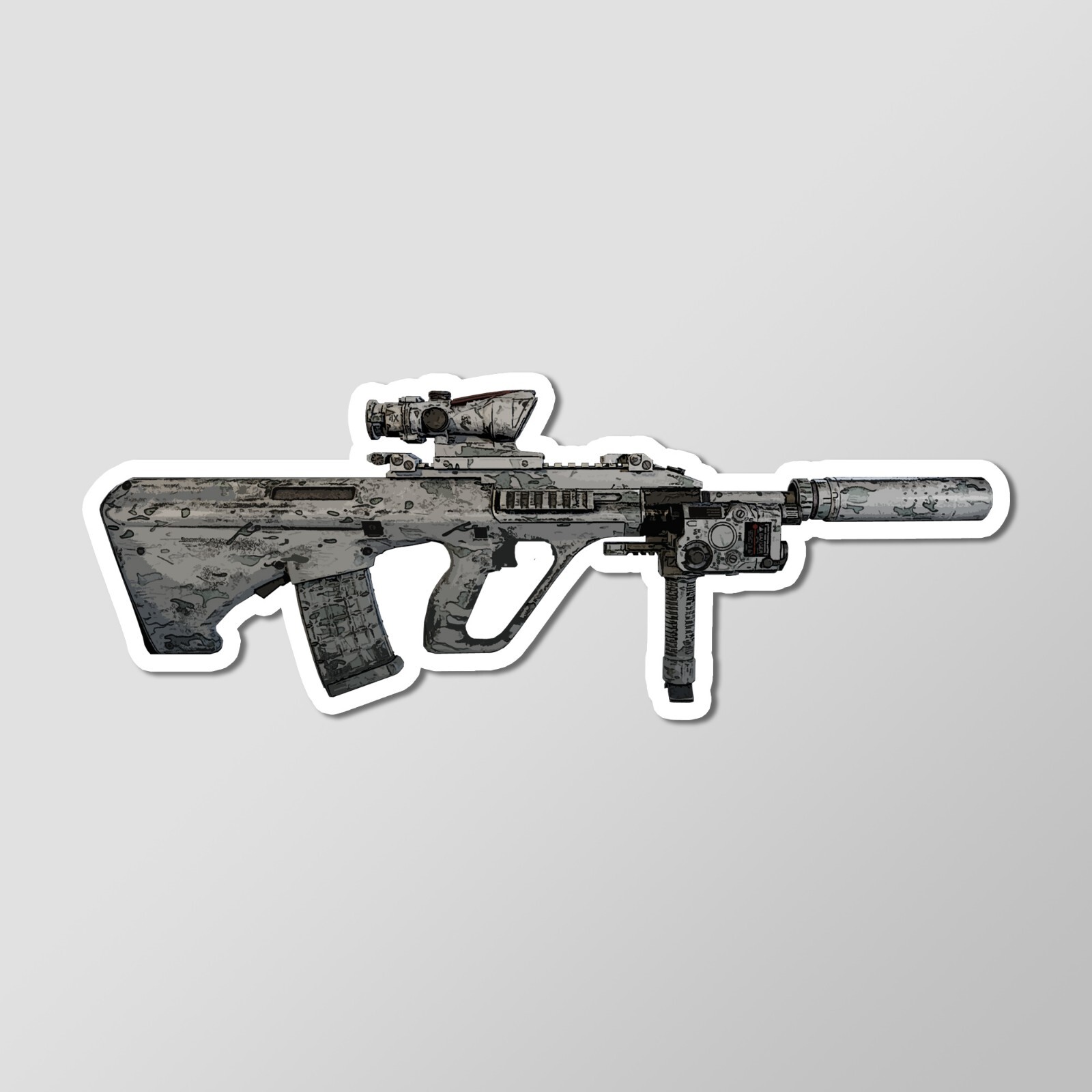 AUG A3 Multicam Alpine Camo Rifle Art – Laptop Sticker Vinyl 4″ Wide