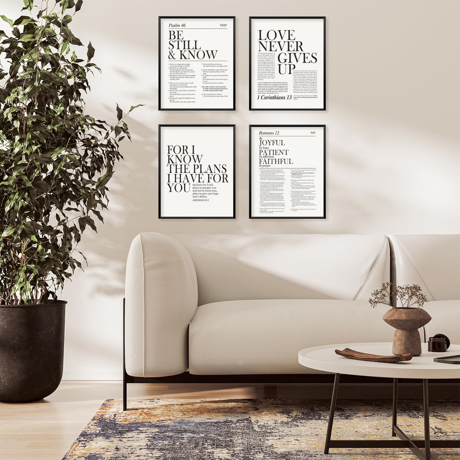 Locomiss Black and White Christian Wall Art Decor, Modern Bible Verse Prints,…