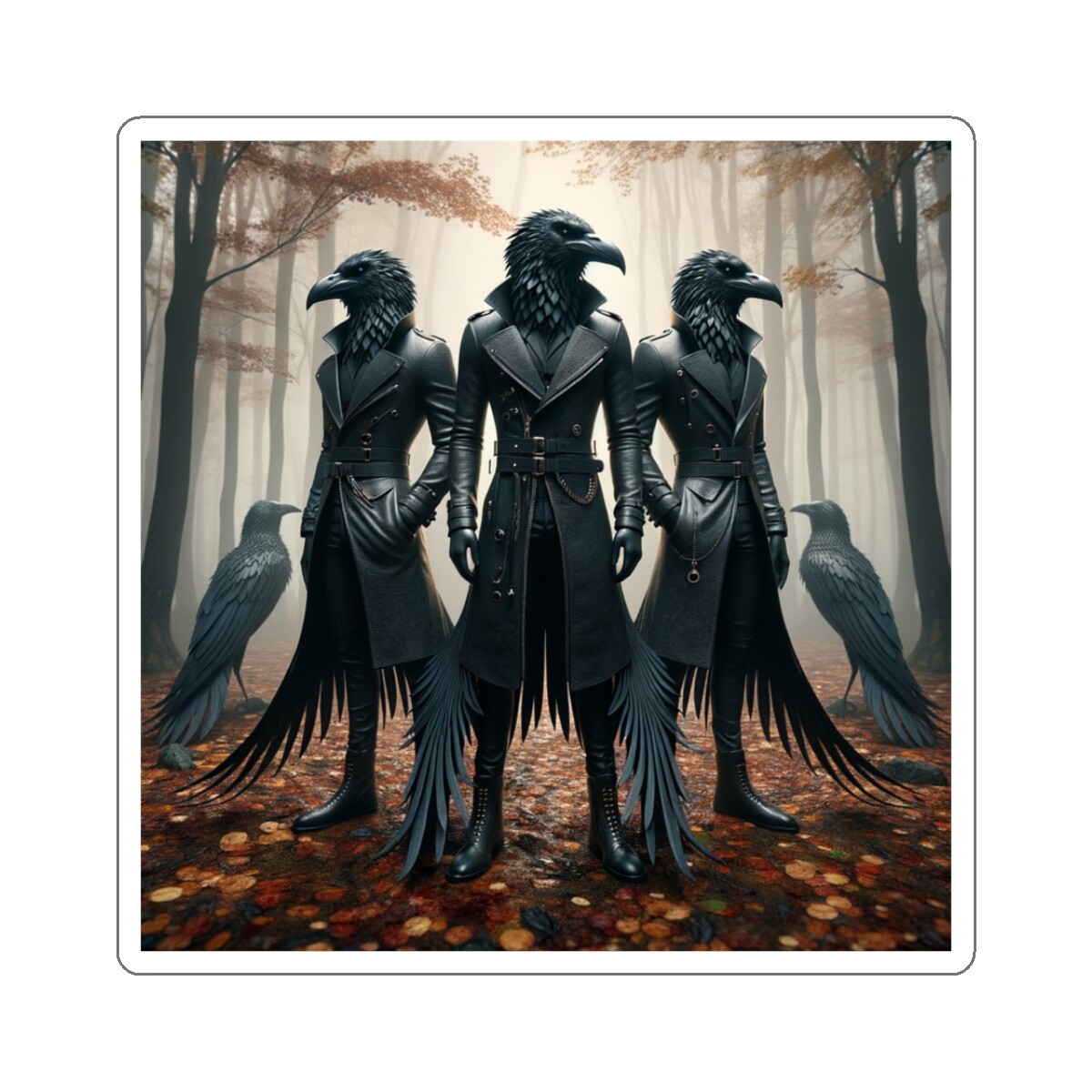 Sticker Raven Figures Misty Forest Fantasy 2×2 3×3 4×4 6×6