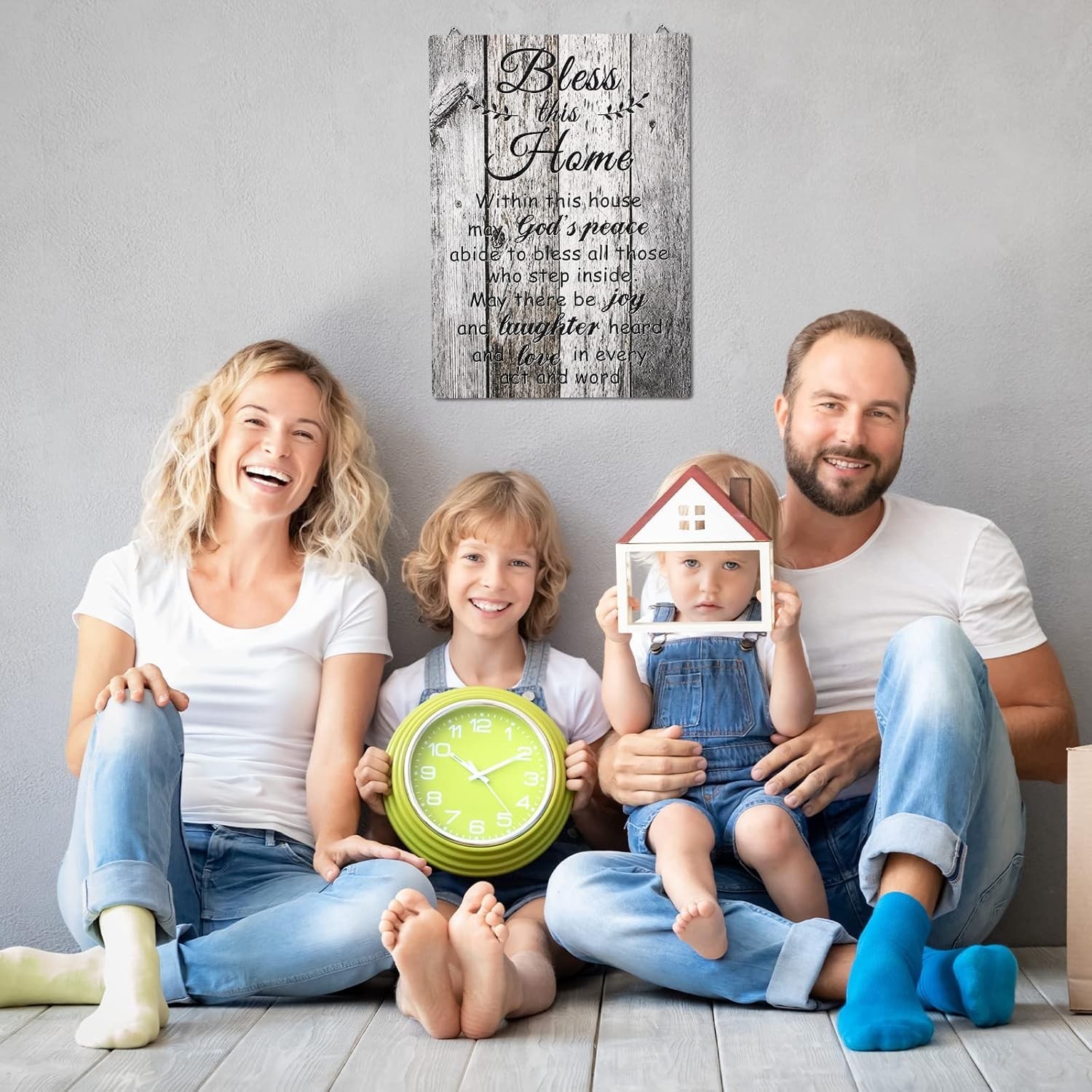 Rustic Bless This Home Wooden Wall Decor – Perfect Housewarming Gift, 13.8″x11″
