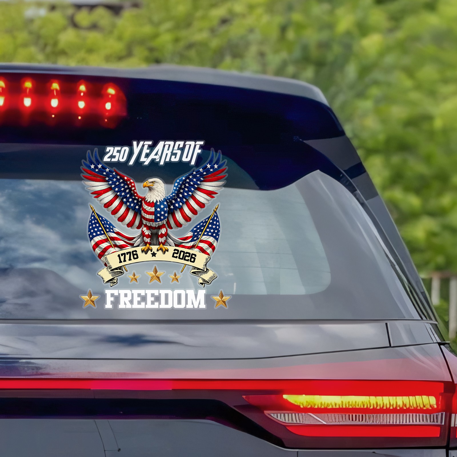 Patriotic Eagle American Flag 250 Years Of Freedom 4th Of July Sticker Decal
