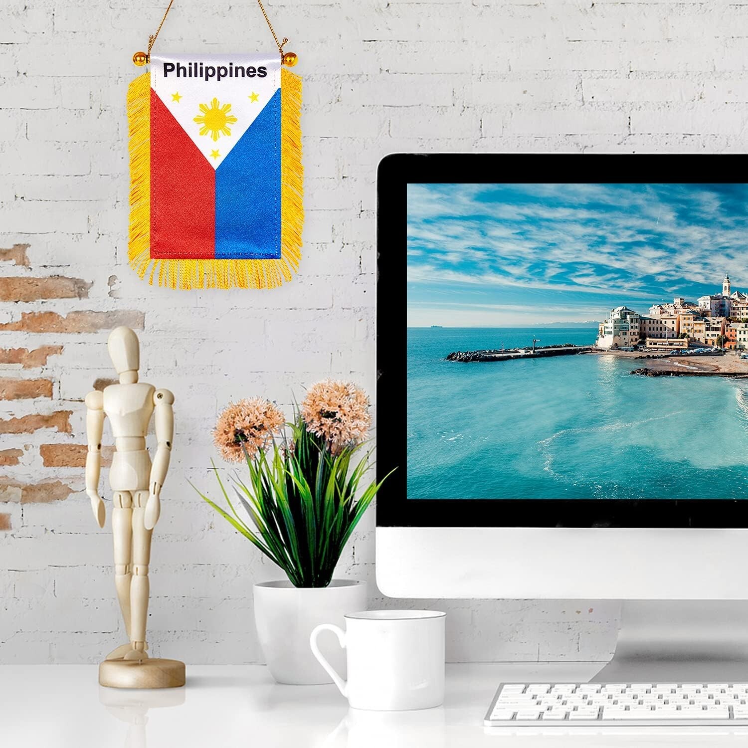 Double-Sided 3 X 5 Inch Philippine Flag for Cars & Home – Golden Fringe Detail