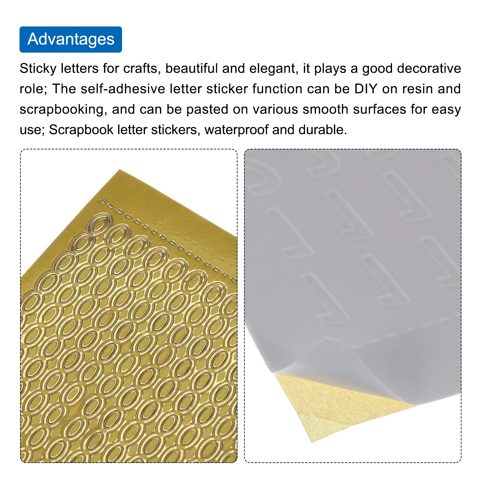 8 Sheets Art Stickers Decals Gold Chains Sticker Self Adhesive for Scrapbook