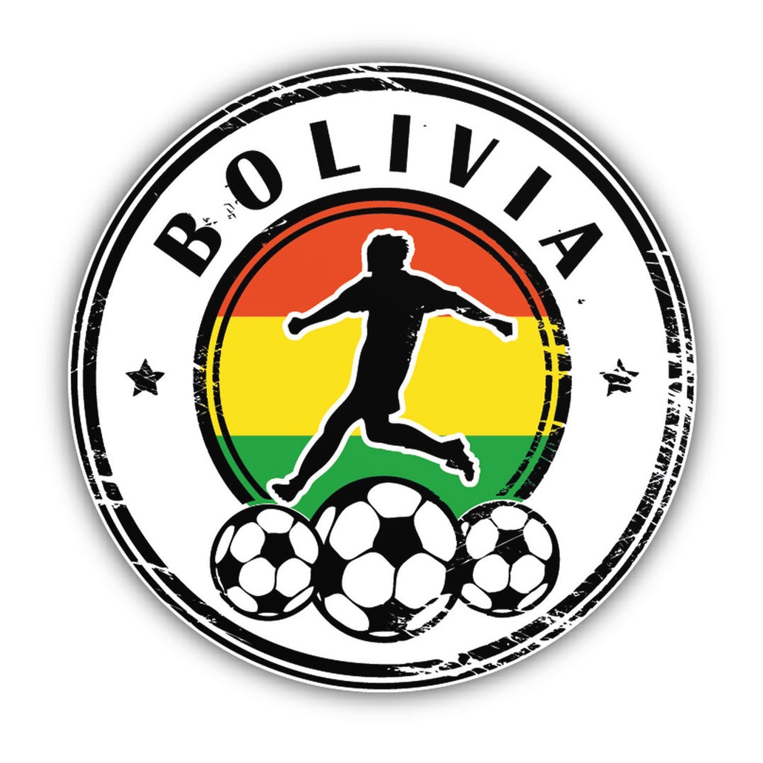 Bolivia Soccer Team Grunge Rubber Stamp Sticker Car Bumper Vinyl Decal