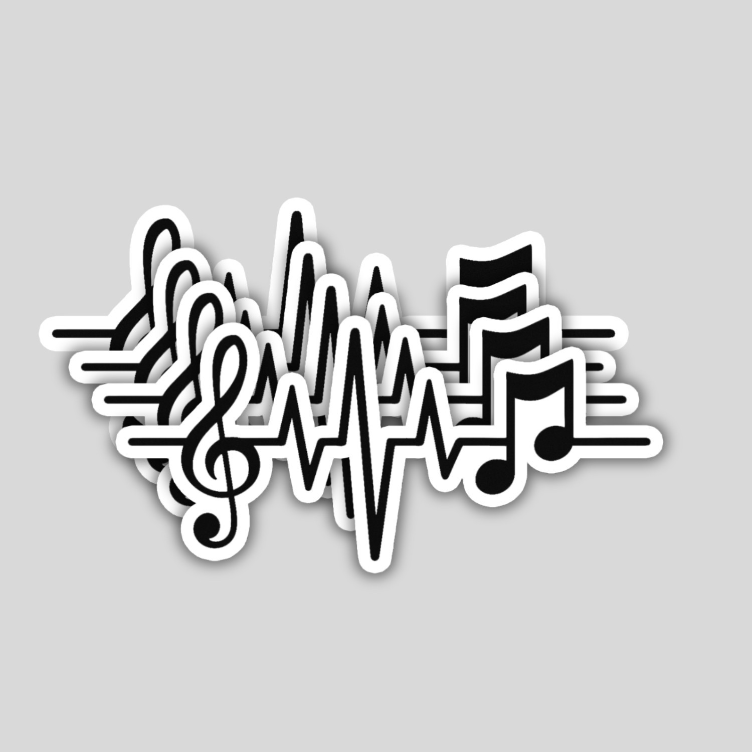 4PCS Music Pulse Heartbeat Stickers – Musical Notes Clef Sound Wave Decals