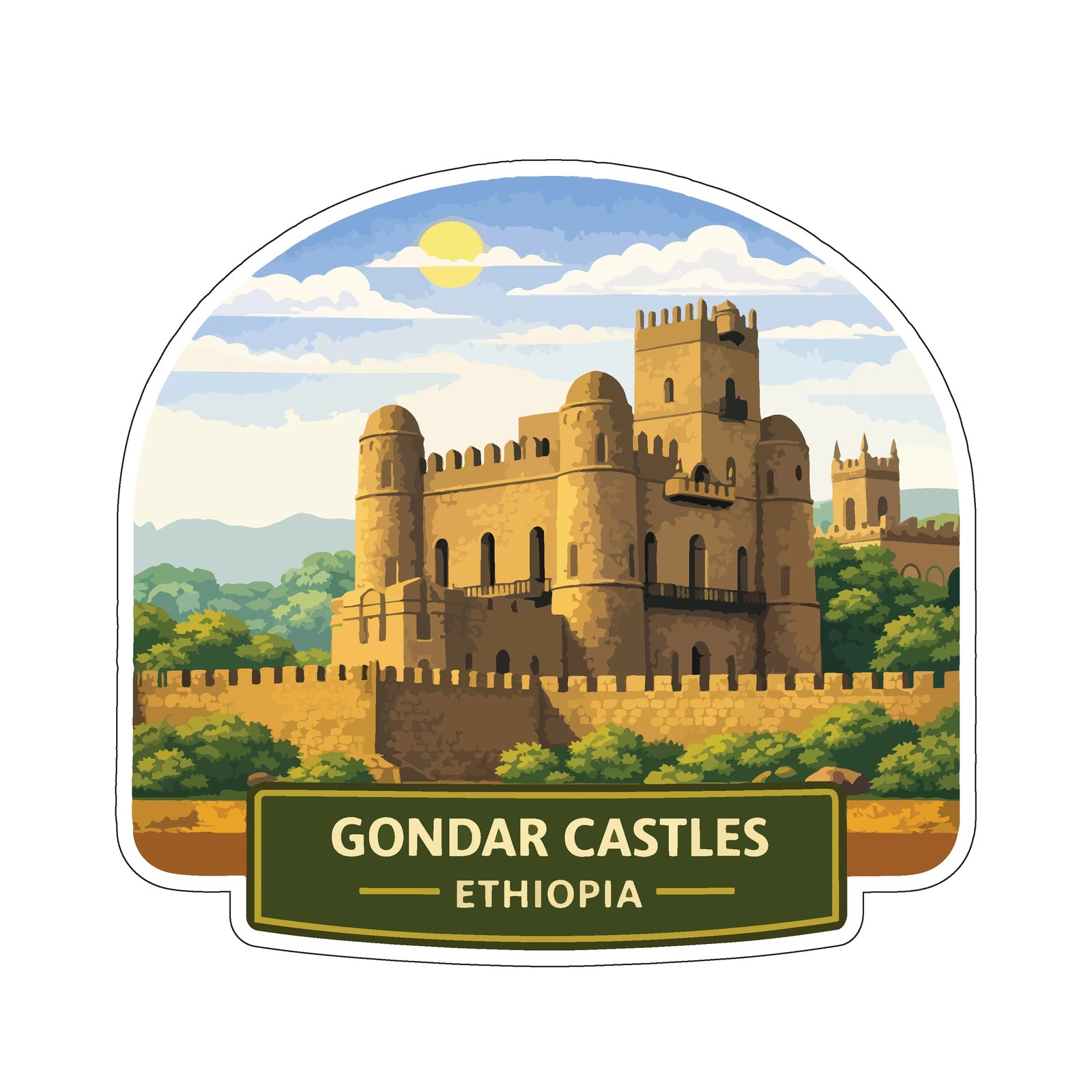 Gondar Castles Ethiopia Sticker Decal Vinyl Die-Cut World Heritage Sites Series