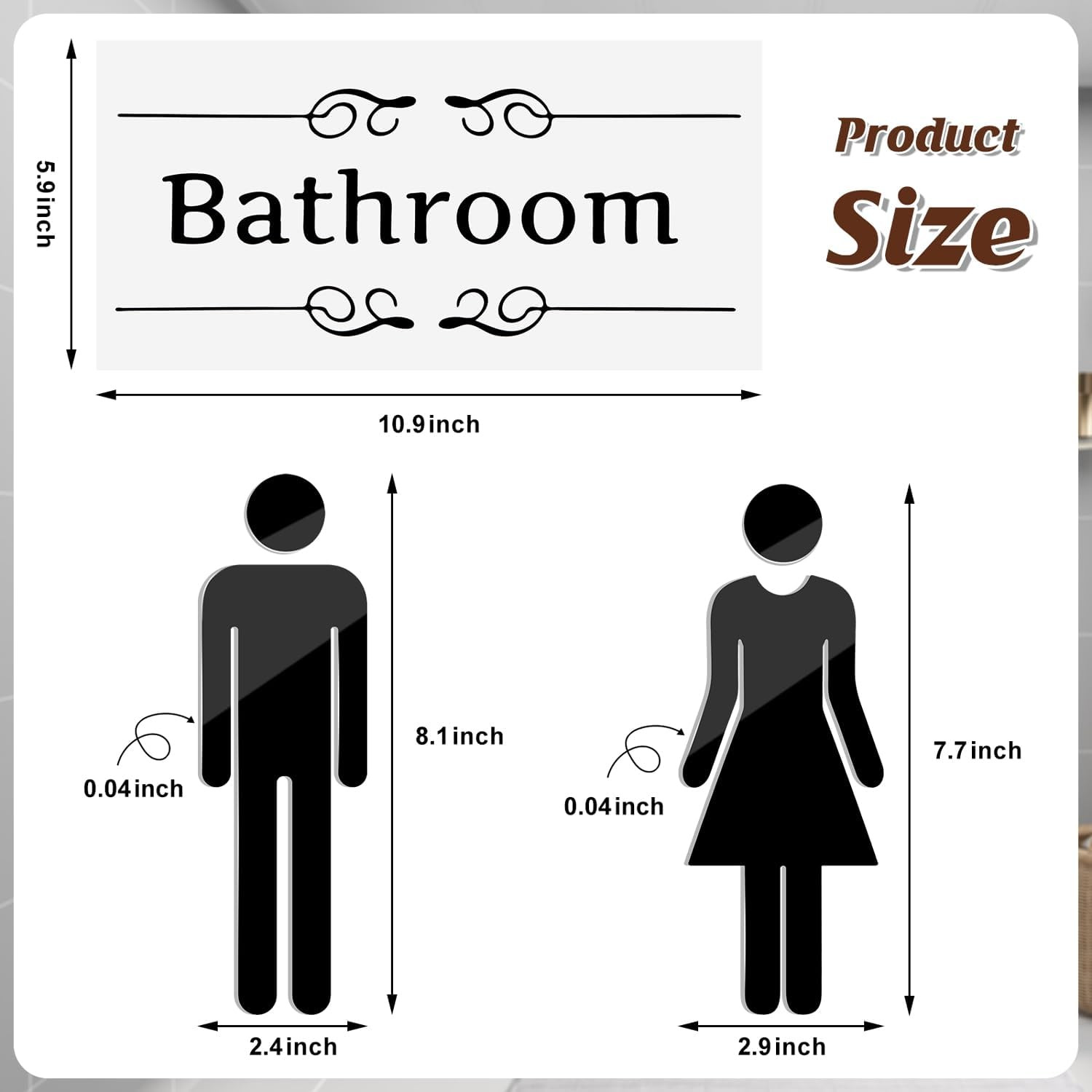 Bathroom Stickers for Door, Acrylic Adhesive Men and Women Door Signs with Stick
