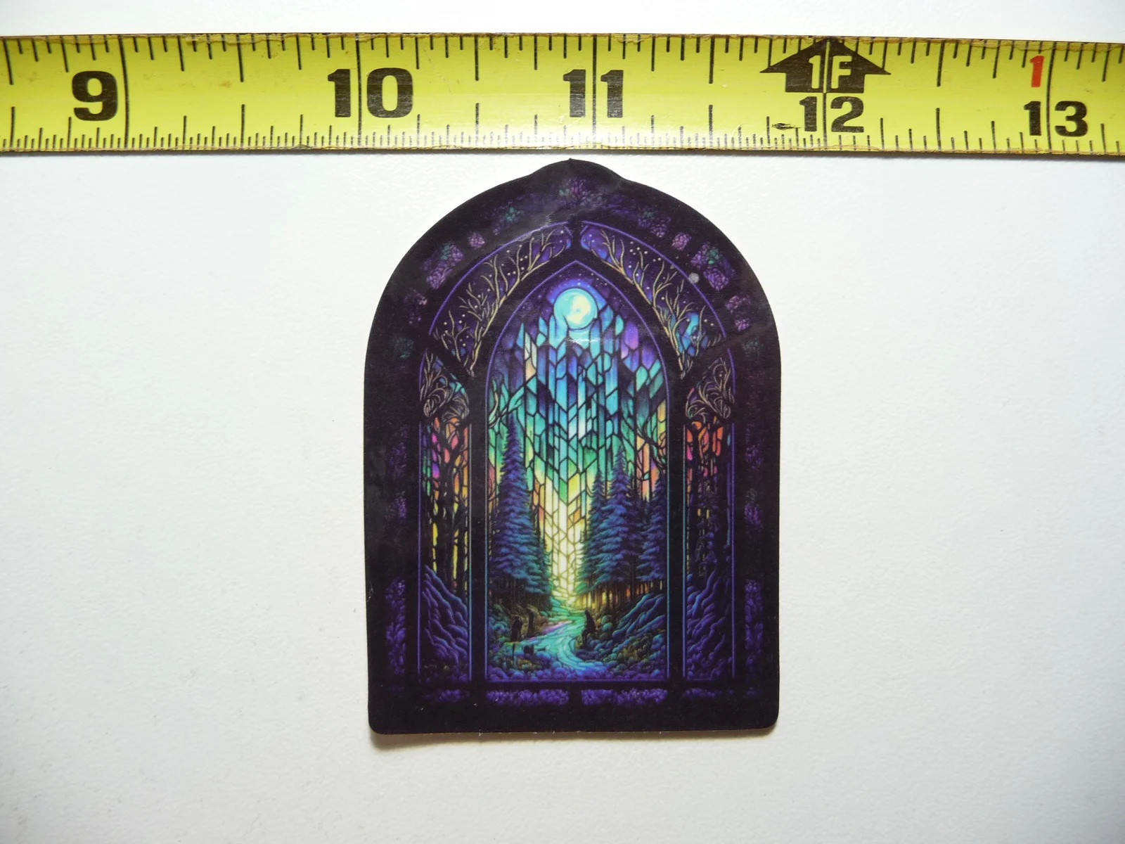 ARCH MOON TREES RIVER SMALL STICKER DECAL STAINED GLASS STYLE BEAUTIFUL COLORS