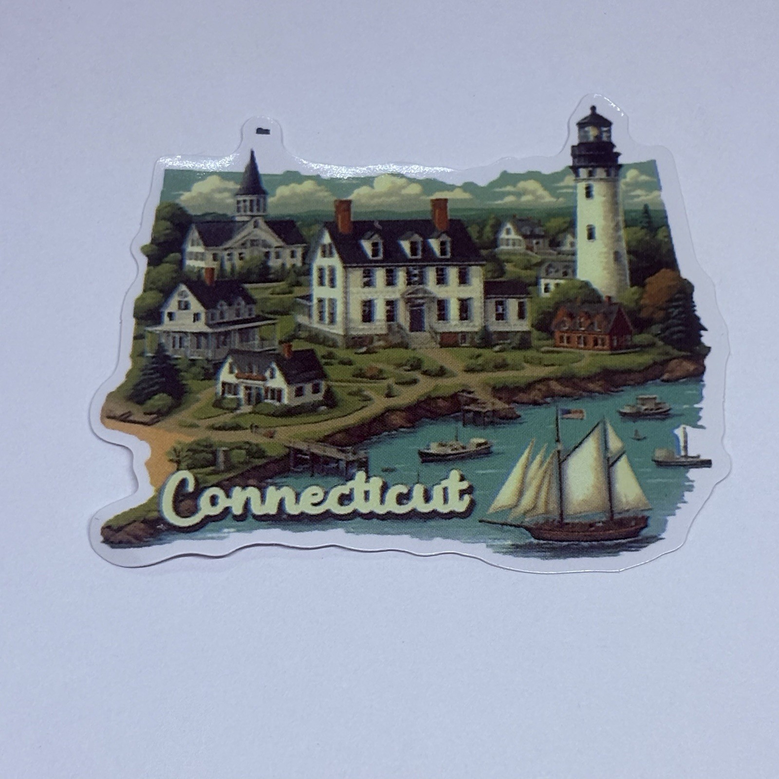 Connecticut State Map Sticker Decal Travel Tour Souvenir Journal Town Art Tc6