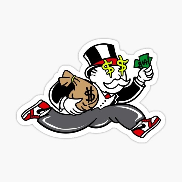 Construction, Hard Hat, Monopoly Man, Money, Funny Vinyl Die Cut Sticker