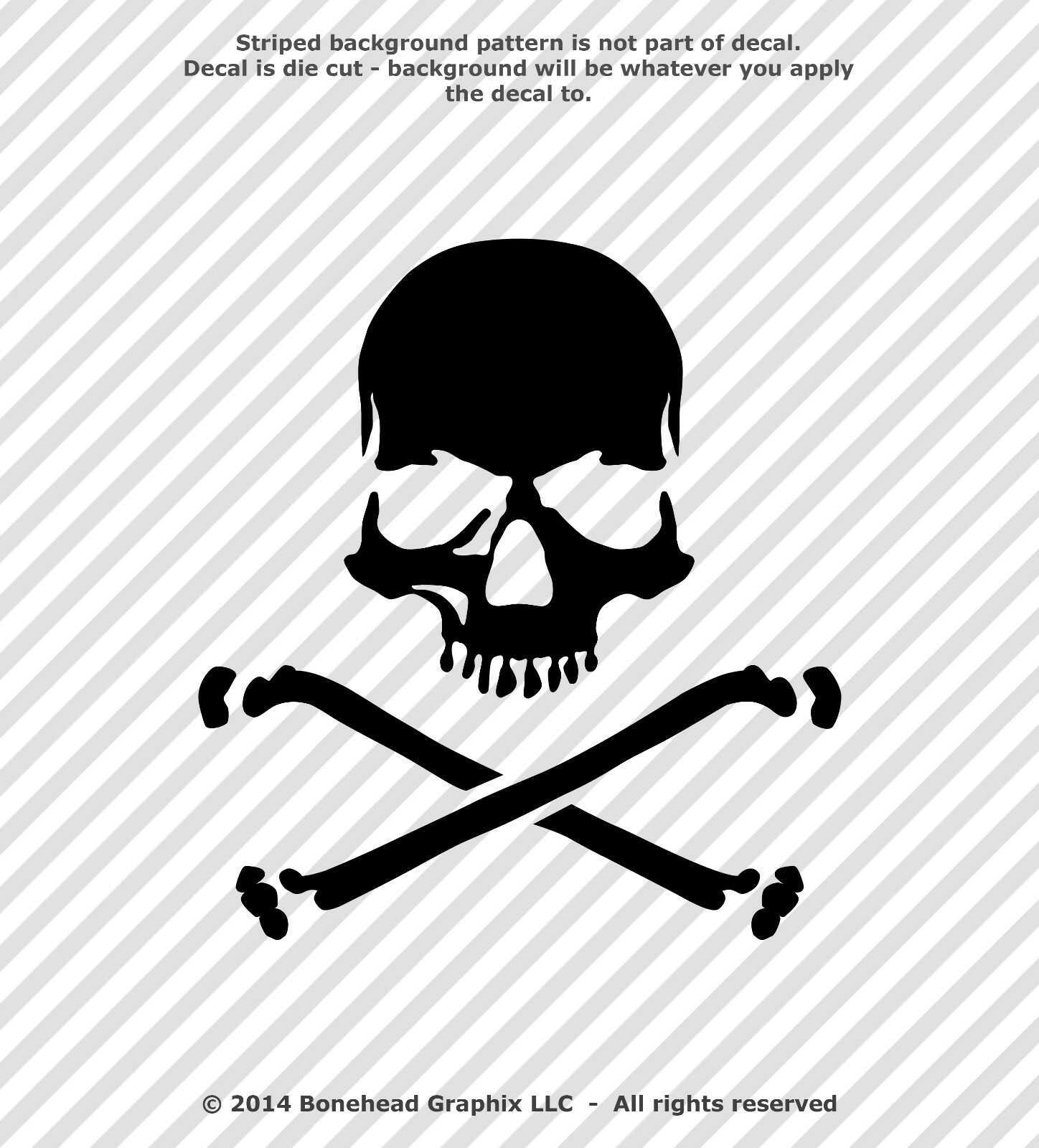 Skull and Crossbones Jolly Roger 2XL-5XL Vinyl Decal Sticker Pirate Warning Yeti