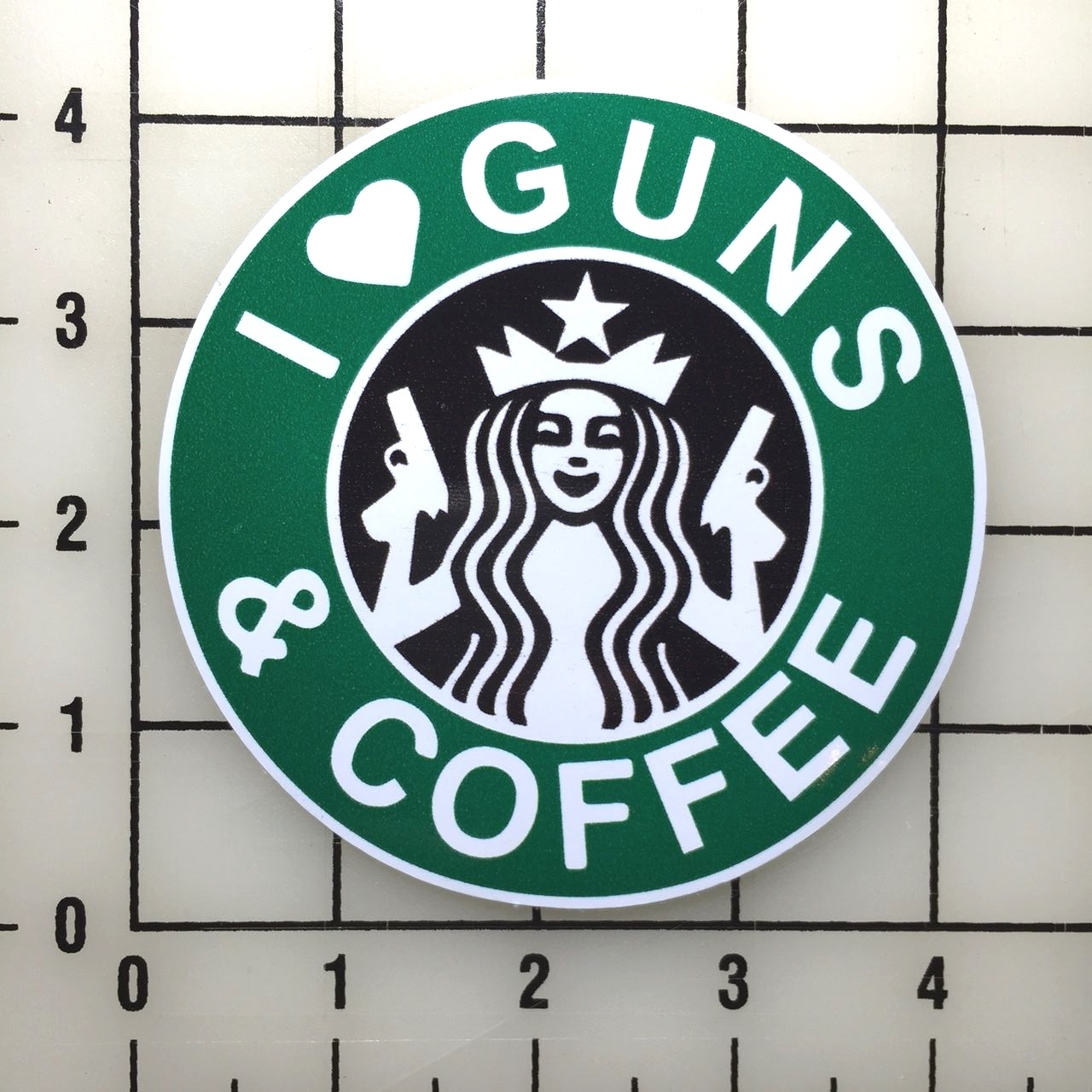 Starbucks I heart guns and coffee 4″ Wide Multi-Color Vinyl Decal Sticker – BOGO