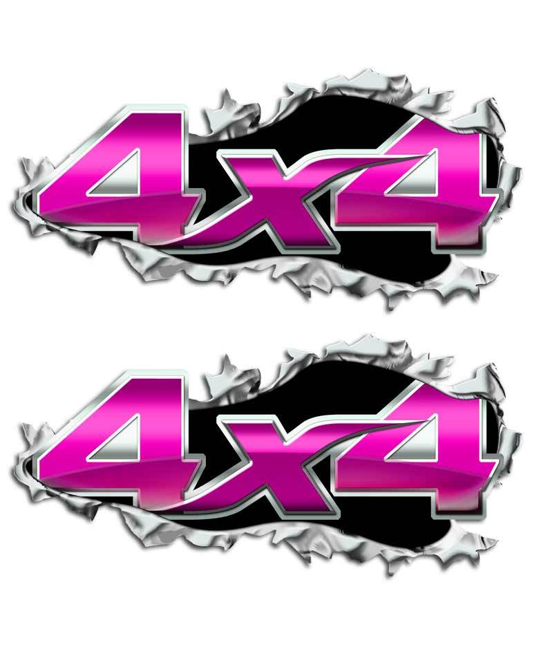 Ripped Metal Truck Decal – Torn 4×4 Sticker Pink Girl Decals