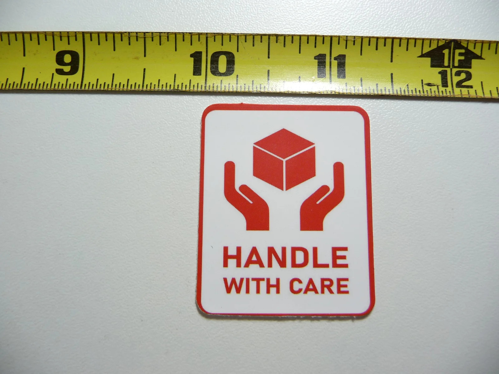 HANDLE WITH CARE HANDS BOX SMALL STICKER DECAL LITTLE MINI SIGN FUNNY
