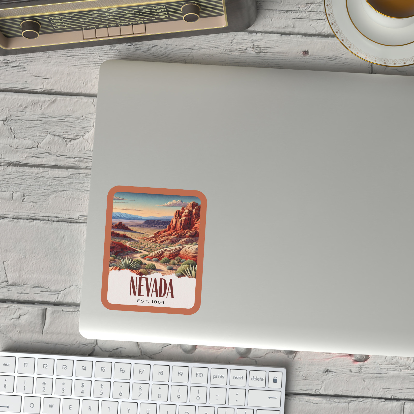 Nevada State Sticker, Paper Collage Look, Valley Of Fire State Park Vinyl Decal
