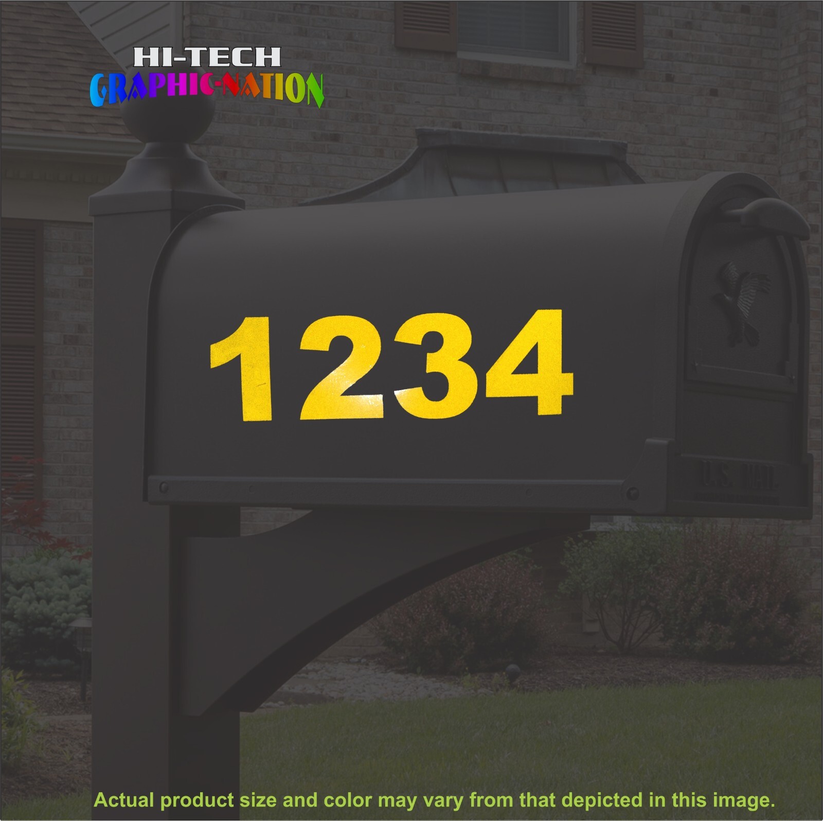 YELLOW REFLECTIVE Street Address Mailbox House ID Number vinyl decal sticker