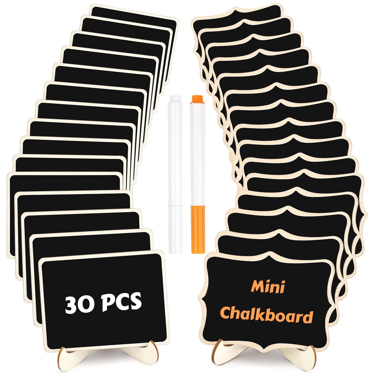 30 Pack Mini Chalkboard Signs, Food Labels for Party Buffet, Black, Wedding