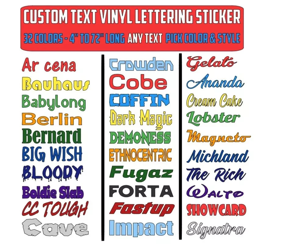 Custom Decal Sticker Vinyl Lettering Personalized Text,Window Wall Car Truck (14