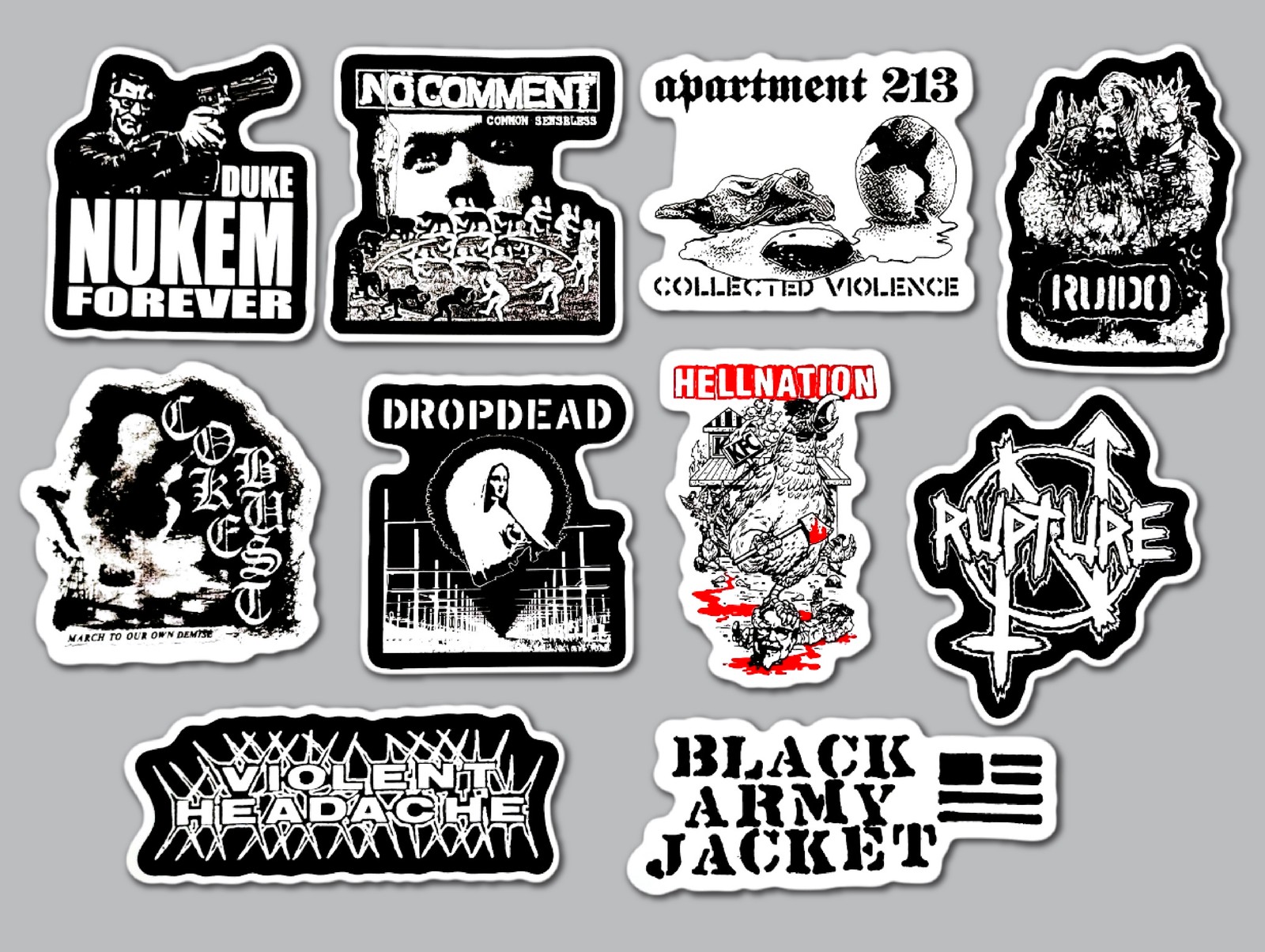 Powerviolence Vinyl Sticker Lot (10 Pack) SET 5 dropdead coke bust spazz infest