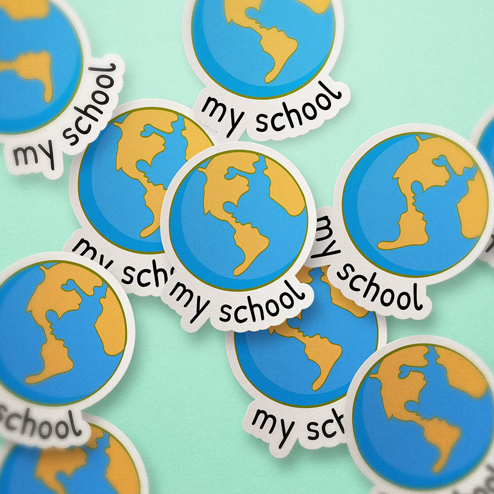 Earth My School Sticker – decal Vinyl Water Bottle Laptop waterproof free spirit
