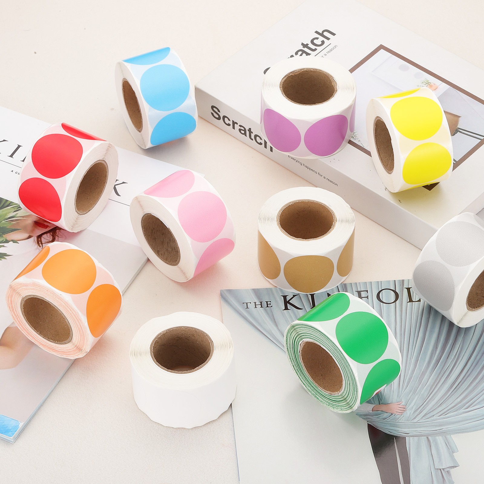 5cm Round Thermal Stickers for Business, Red (600Pcs)