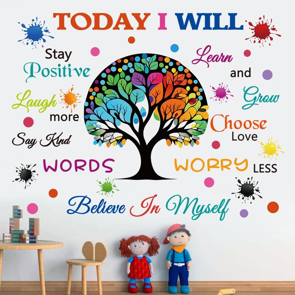 Colorful Inspirational Wall Decals Motivational Quote Today I Will Wall Stick…