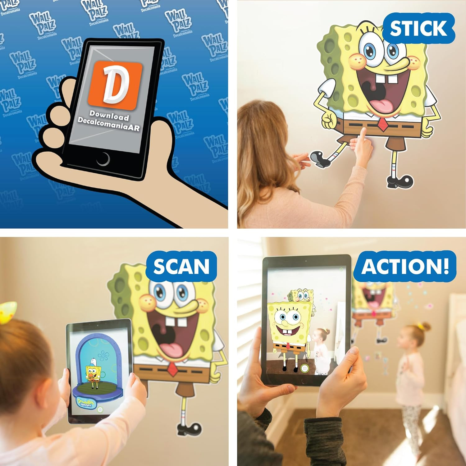 Spongebob Squarepants Wall Decal – 20″ Spongebob Stickers with 3D Augmented Real