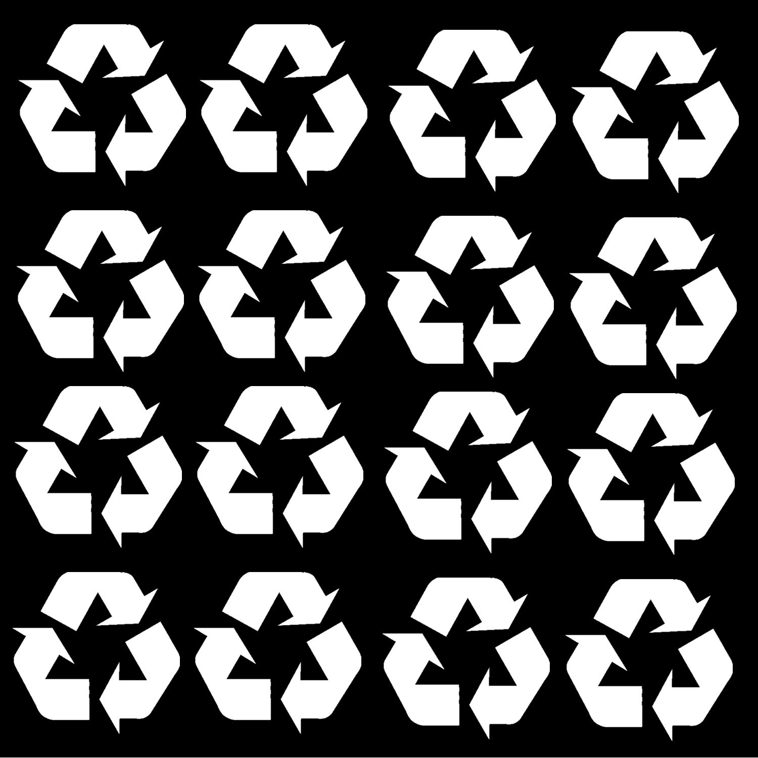 Recycle Symbol White 1″ Inch Each Vinyl Decal Window Sticker Pack Lot of 16