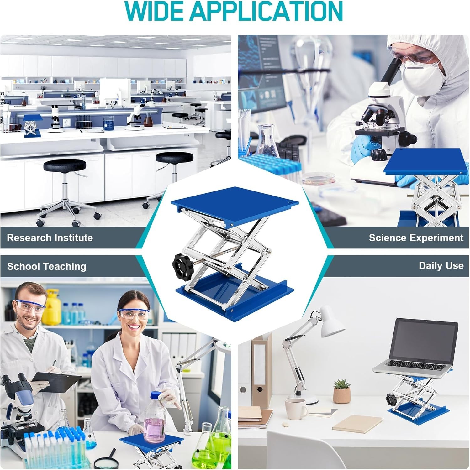 Jack Stand Platform 8″ x 8″, Laboratory Support Stand 200x200mm Manual Lab Lift