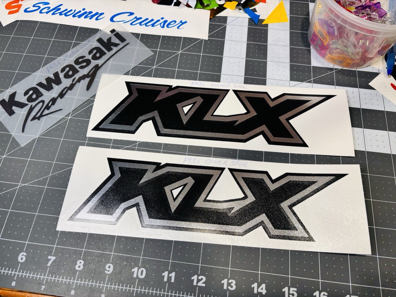 TWO Arai Helmets TEXT Die Cut Vinyl Decals For Honda Kawi Suzuki Yamaha KTM Husq
