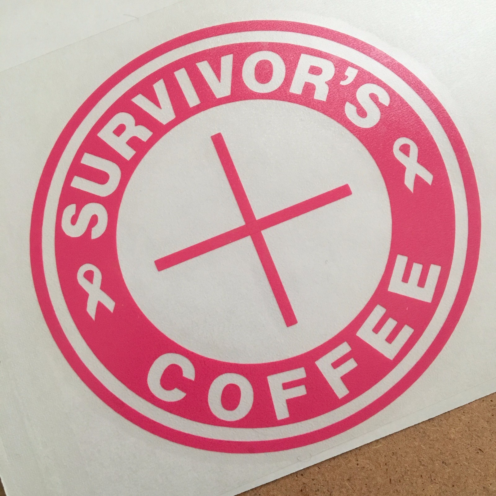 Survivor’s Coffee Breast Cancer Awareness Starbucks Cup Decal Sticker