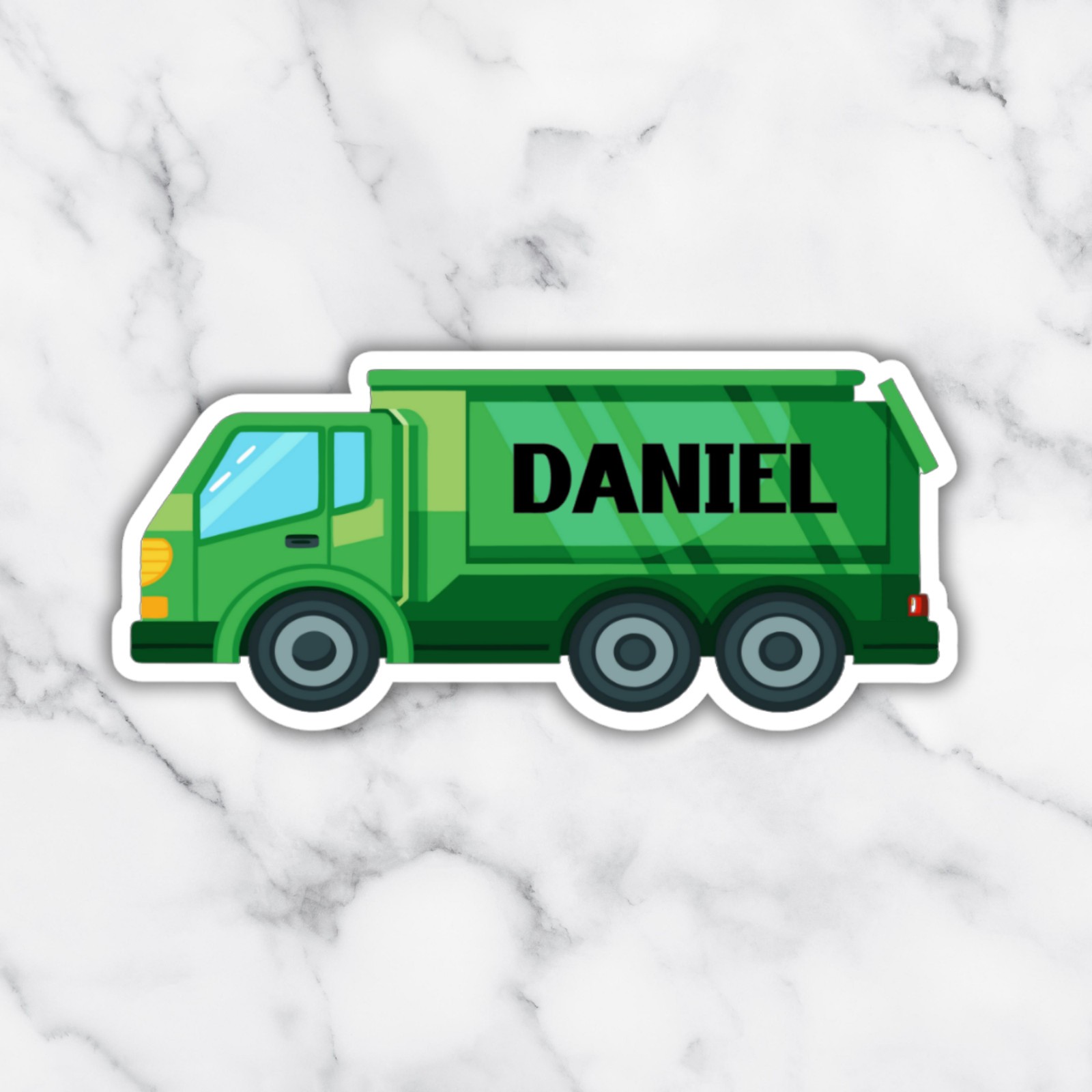 Personalized Holographic Garbage Truck Sticker – Custom Name Trash Truck Label