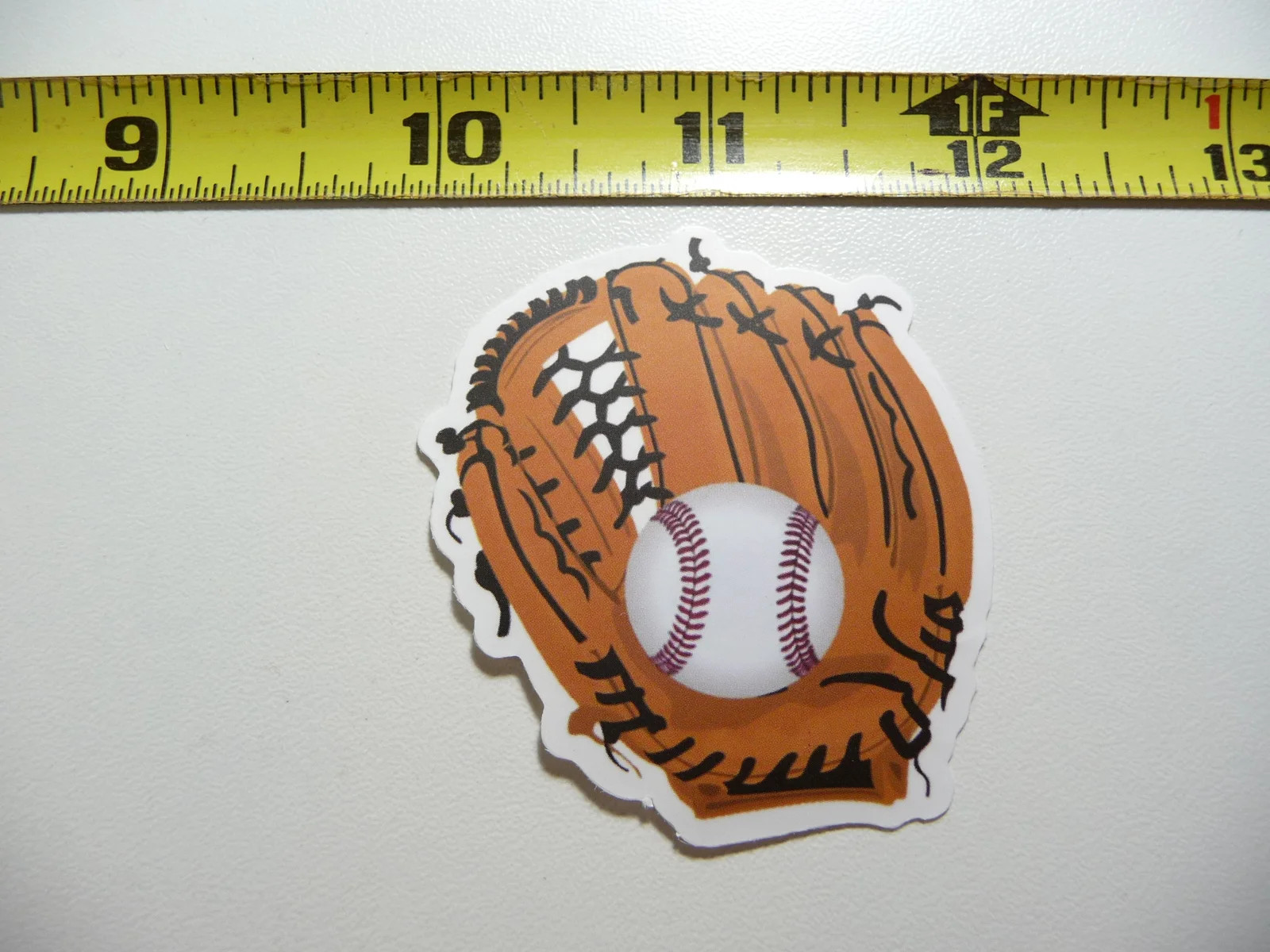 BASEBALL IN GLOVE SMALL STICKER DECAL GAME ATHLETIC SPORTS GAME FUNNY