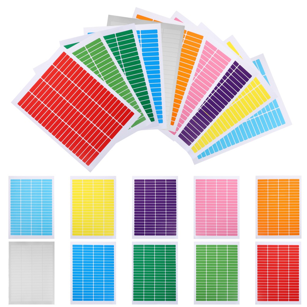 20 Sheets Waterproof Material Label Adhesive Colored Rectangle Name Stickers