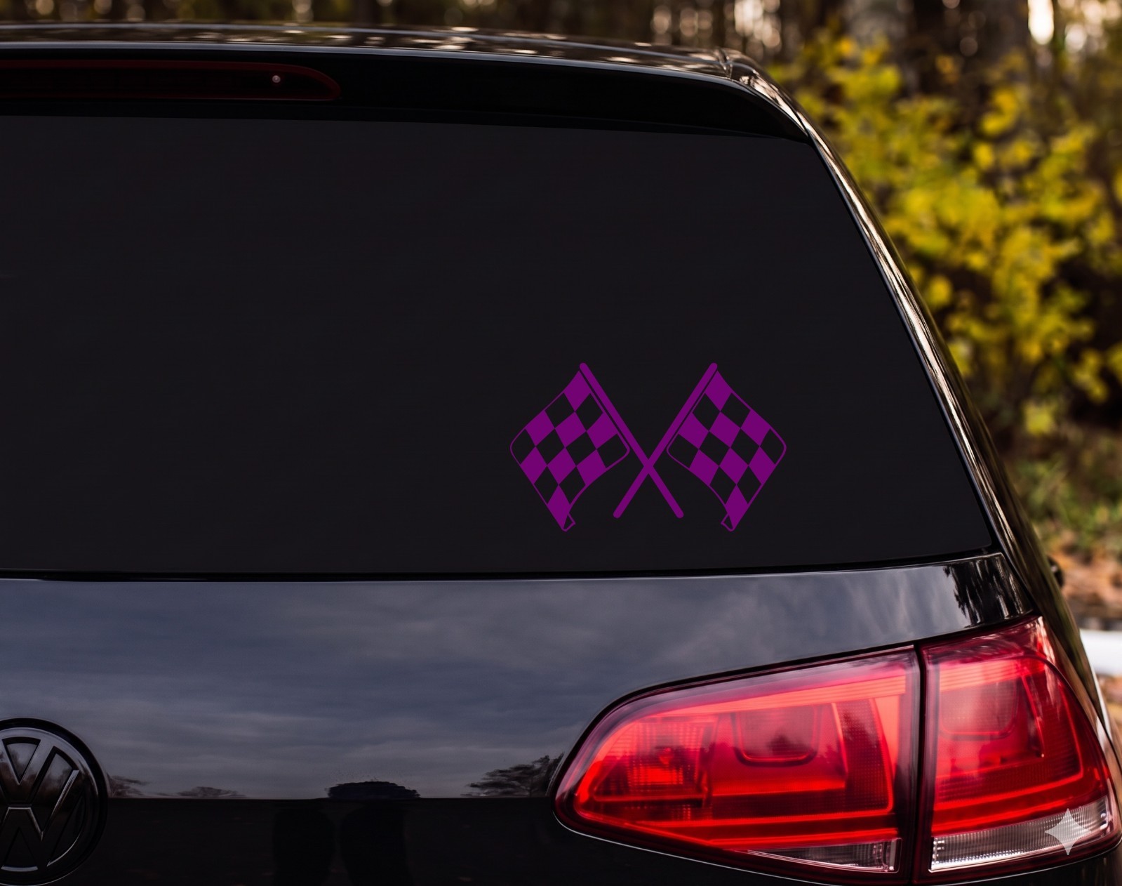 Crossed Checkered Racing Flags Vinyl Decal Sticker Car Window | Racing Fan Gift