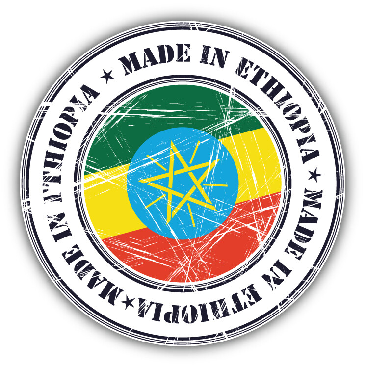 Made In Ethiopia Grunge Flag Stamp Car Bumper Sticker Decal
