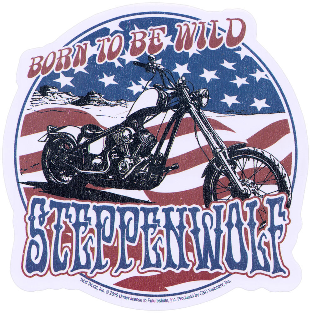 Sticker – Steppenwolf Born To Be Wild 1960s USA Flag Rock Music Band Retro 5″