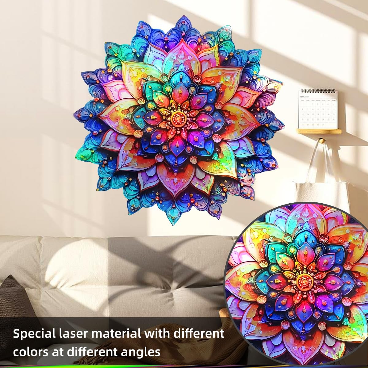 Mandala Wall Decal Metallic Effect Peel and Stick 3D Lotus Floral Wall Sticke…