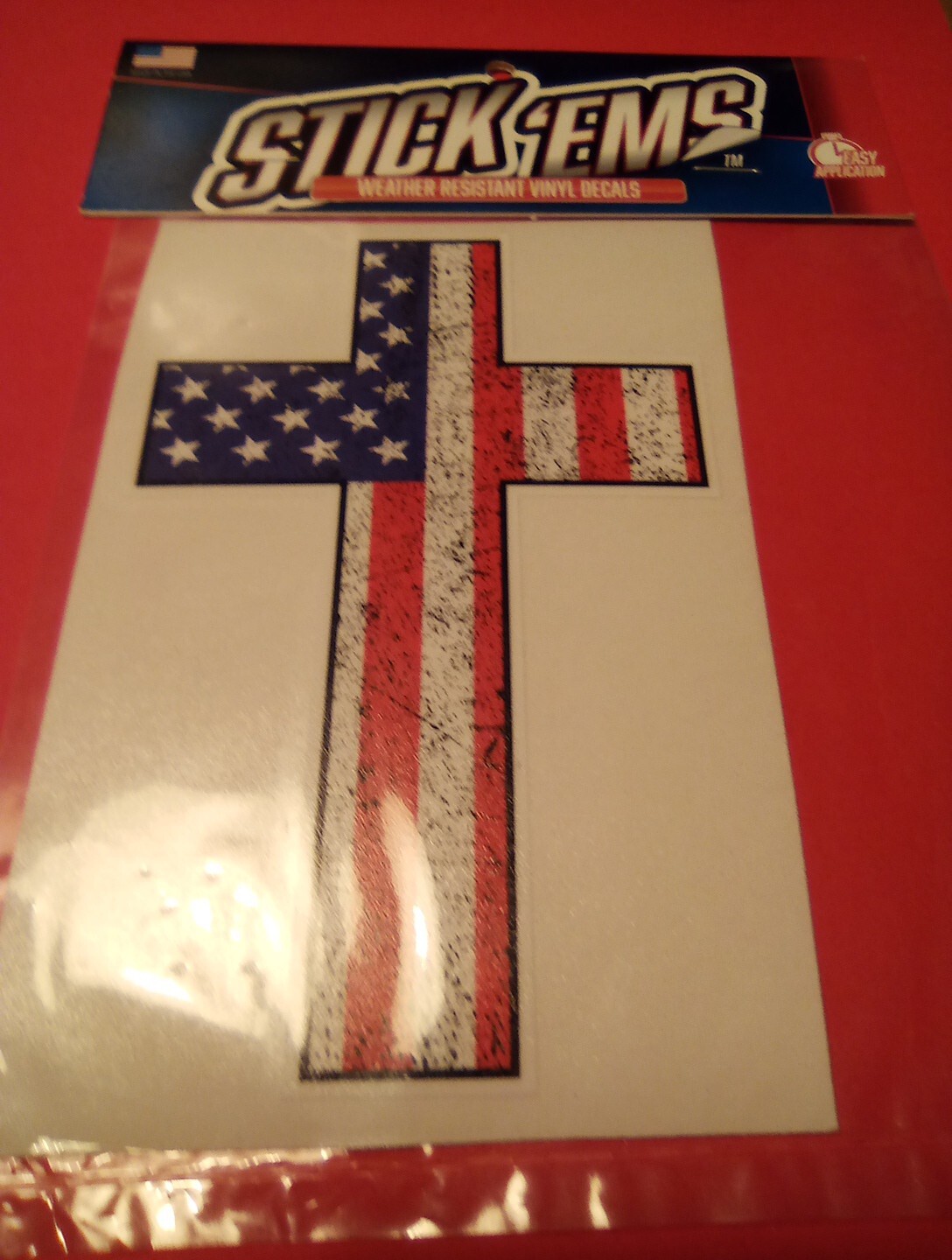 STICK – EMS AMERICAN FLAG & CROSS LOGO VINYL DECAL BRAND NEW!